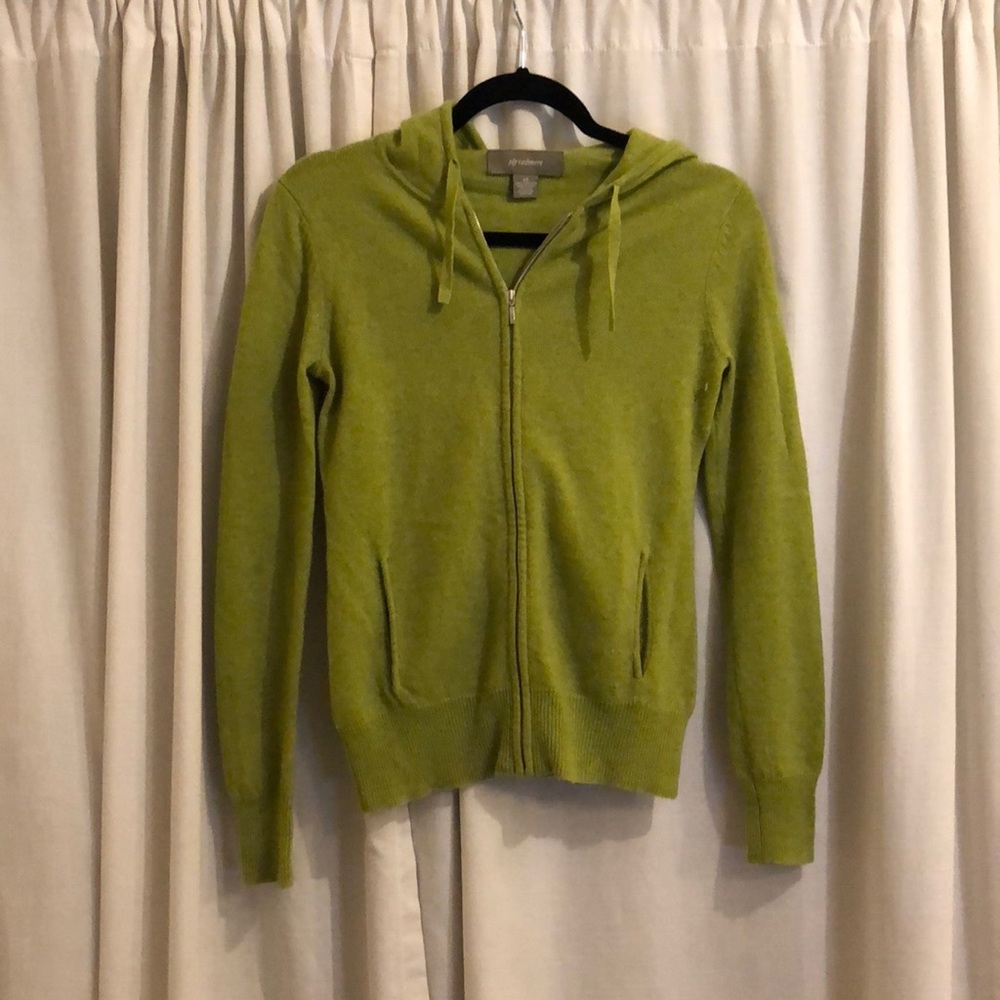 Green cashmere zip up hoodie